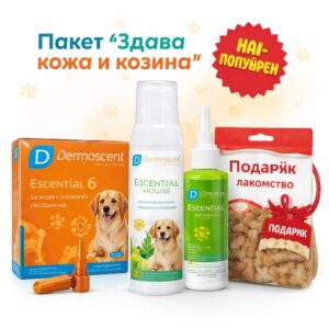 Пакет здрава кожа и козина за куче с Essential 6 Spot-On Essential Mousse и Essential Oto Dermoscent